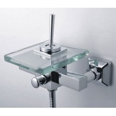 Single Handle Waterfall Wall-Mount Chrome Glass Shower Faucet (QH0801W)