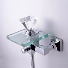 Single Handle Chrome Wall-mount Waterfall Glass Bathtub Tap (TP0819W)