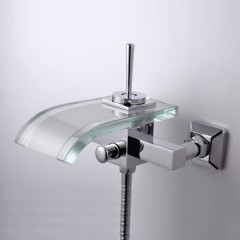 Single Handle Waterfall Wall-Mount Chrome Glass Bathtub Tap (TP0821W)