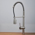 Nickel Brushed Single Handle Centerset Pull-out Kitchen Tap (TP1713S)