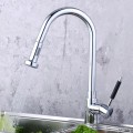 Contemporary Solid Brass Pull Down Kitchen Faucet (Chrome Finish)T0784-2
