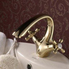 Antique Brass Centerset Two Handles Bathroom Sink Tap T-0429G