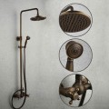 Antique Brass Tub Shower Tap with 8 inch Shower Head + Hand Shower T-SA002
