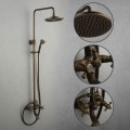 Antique Brass Tub Shower Tap with 8 inch Shower Head + Hand Shower T-SA003