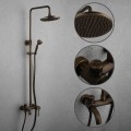 Antique Brass Tub Shower Tap with 8 inch Shower Head + Hand Shower T-SA005