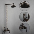 Antique Brass Single Handle Wall Mount Rainfall + Handheld Shower Tap T-SA006
