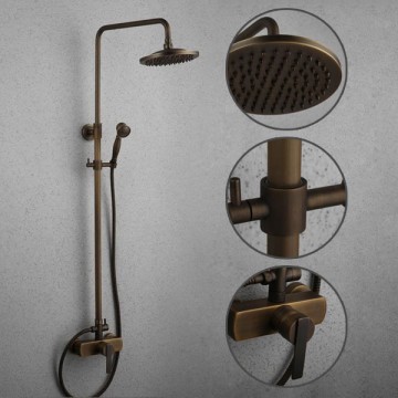 Antique Brass Tub Shower Tap with 8 inch Shower Head + Hand Shower T-SA008