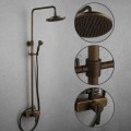 Antique Brass Tub Shower Tap with 8 inch Shower Head + Hand Shower T-SA008