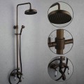 Antique Brass Tub Shower Tap with 8 inch Shower Head + Hand Shower T-SA009