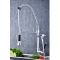 Solid Brass Spring Kitchen Faucet with Two Spouts (Chrome Finish)
