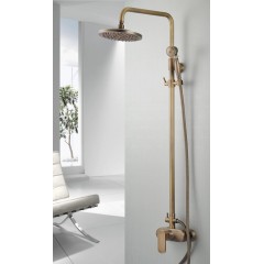 Antique Brass Tub Shower Tap with 8 inch Shower Head + Hand Shower TP06004B