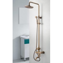 Antique Brass Single Handle Wall Mount Rainfall + Handheld Shower Tap TP06001