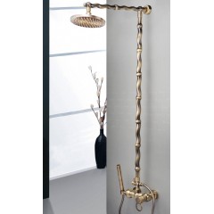 Antique Brass Single Handle Wall Mount Rainfall + Handheld Shower Tap TP06005