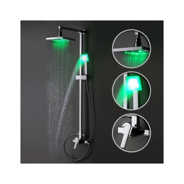 Color Changing LED Shower Tap with 8 inch Shower Head + Hand Shower SF002