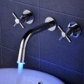 Color Changing LED Waterfall Widespread Bathroom Sink Tap T0457F