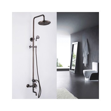 Oil-rubbed Bronze Wall Mount Waterfall Rainfall + Handheld Shower Tap T-FB001