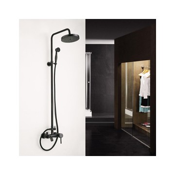 Oil-rubbed Bronze Wall Mount Waterfall Rainfall + Handheld Shower Tap T-FB004