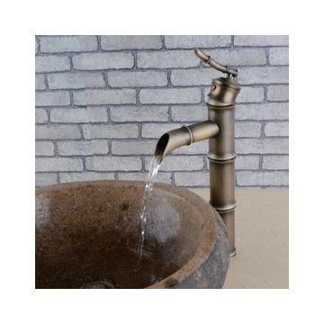 Antique Brass Finish Bathroom Sink Tap - Bamboo Shape Design F0432A