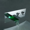 Color Changing LED Waterfall Widespread Bathroom Sink Tap (Wall Mount) T8001F