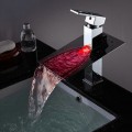 Third Gear Cartridge Water-saving Color Changing LED Waterfall Bathroom Sink Tap T8003B