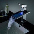 Third Gear Cartridge Water-saving Color Changing LED Waterfall Bathroom Sink Tap T8004B