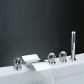Contemporary Waterfall Tub Tap with Hand Shower - Chrome Finish F7023