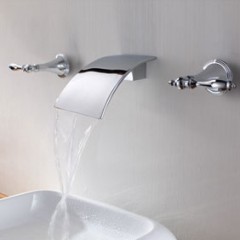 Brass Waterfall Bathroom Sink Tap (Wall Mount) F7010