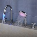 Color Changing LED Waterfall Widespread Tub Tap with Hand Shower T0464F