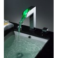 Two Handles Chrome Waterfall LED Bathroom Sink Tap T8005-1
