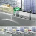 Color Changing LED Tub Tap with Hand Shower (Chrome Finish)T8008-4F