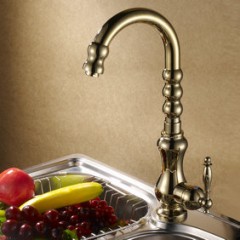 Contemporary Ti-PVD Finish Solid Brass Centerset Kitchen Faucet 