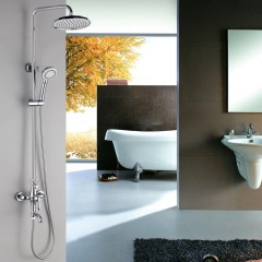 Chrome Finished Wall Mount Waterfall Rain + Handheld Shower Taps SC009