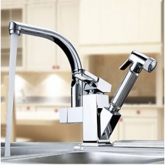 Centerset Contemporary Two Spouts Kitchen Faucet(Chrome Finish) TP0790