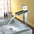 Solid Brass Contemporary Waterfall Single Handle Bathroom Sink Taps Chrome Finish TP8004HM