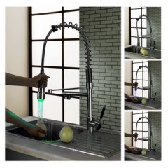Chrome Finish Kitchen Tap with Color Changing LED Light  TP0783-4F