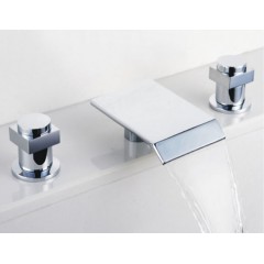 Contemporary Waterfall Bathroom Sink Tap (Chrome Finish, Widespread) TP7701