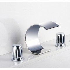 Contemporary Waterfall Bathroom Sink Tap (Chrome Finish, Widespread) TP7707
