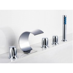 Waterfall Tub Faucet with Hand Shower (Curved Shape Design) TP7708