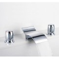 Contemporary Waterfall Bathroom Sink Tap (Chrome Finish, Widespread) TP7707