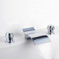 Contemporary Waterfall Bathroom Sink Tap (Chrome Finish, Widespread) TP7709B