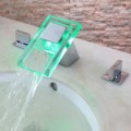LED Two Handles Chrome Finish Hydroelectric Waterfall Sink Tap  TP0832F