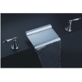 Brass Waterfall Bathroom Sink Faucet with Brass Spout (Widespread) 6011B