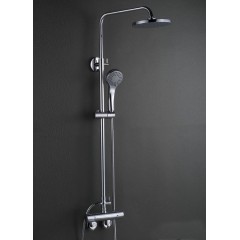 Contemporary Chrome Finish Wall Mount Thermostatic Shower  Tap with 8 Inch Shower Head and Hand Shower