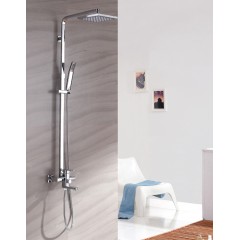 Contemporary Tub Shower Faucet with 8 inch Shower Head + Hand Shower 