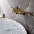 Ti-PVD Finish Wall Mount Widespread Bathroom Sink Tap TP-7012G