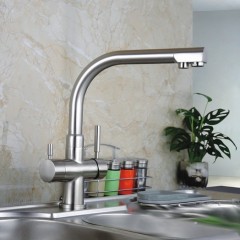 Three Way Kitchen Mixer Tap Pure Water Filter RO Taps finished by Nickel Brush TP3301S