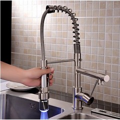 Contemporary Single Handle LED Pull-out Kitchen Tap TPQ0783F 