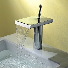 Contemporary Single Handle Waterfall Bathroom Sink Tap Chrome Finish TP8026