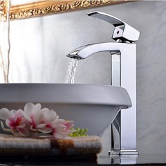Contemporary Chrome One Hole Single Handle Bathroom Sink Tap TPQ0531H