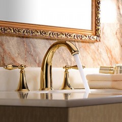 Ti-PVD Widespread Two Handles Bathroom Sink Tap TP0453G